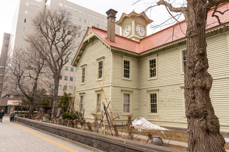 The Sapporo Clock Tower in evening in Hokkaido, Japanの写真素材