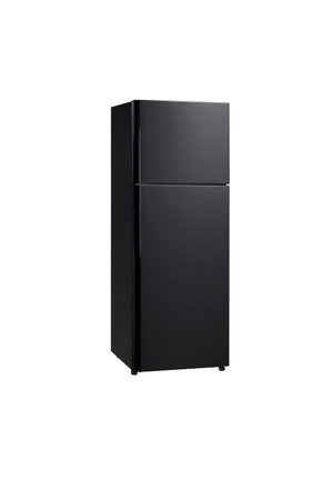 Black refrigerator isolated on a white background. 3d render illustration.の写真素材