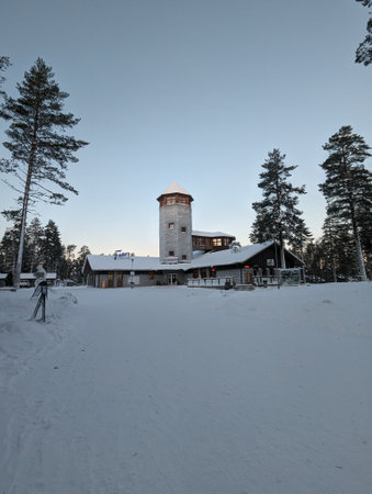 Entrance building to Ranua wildlife park in Laplandの写真素材