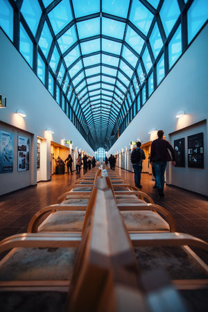 Chairs inside a museum in Rovaniemi, Laplandの写真素材