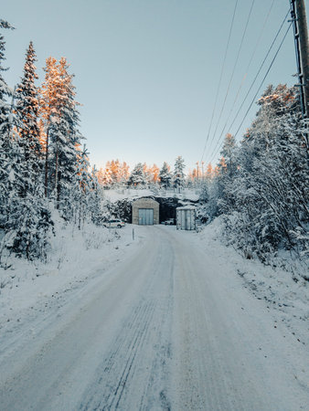 Nuclear bunker in winter wonderland in Rovaniemi, Lapland