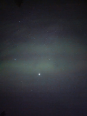 Faint aurora in starry sky in Rovaniemi, Lapland