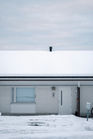 Snowy bungalow in Rovaniemi, Laplandの写真素材