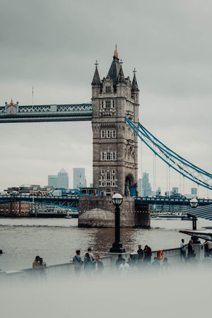 Tower Bridge tower in London, UKの写真素材
