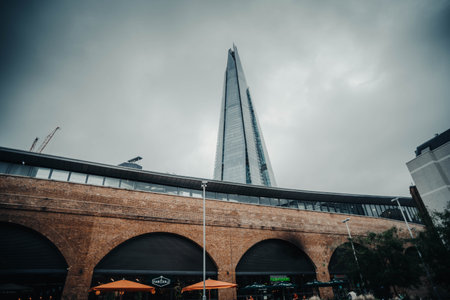 The Shard above train station in London, UKの写真素材