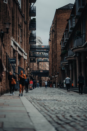 Shad Thames street near Tower Bridge in London, UKの写真素材