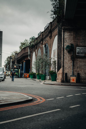 Railway bridge near The Shard in London, UKの写真素材