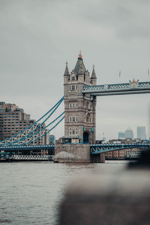 Tower Bridge over the River Thames in London, UKの写真素材