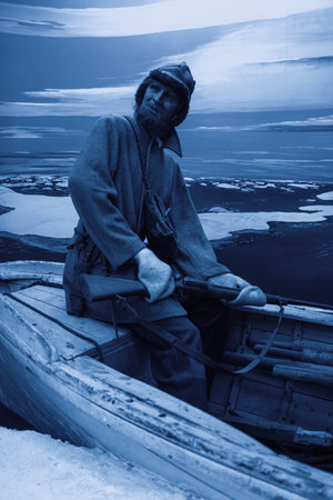 Model of trapper hunter in the arctic museum in Tromso, Norway