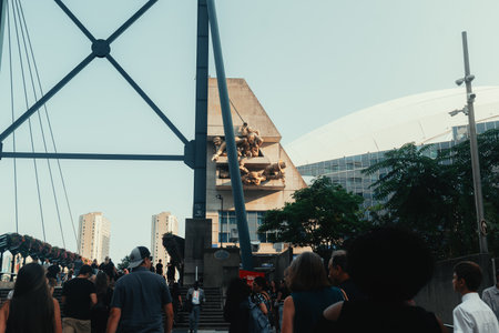 Concrete sculptures on the side of the Rogers Center in Toronto. Ontarioの写真素材