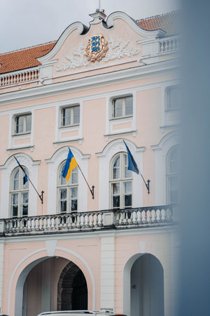 Building in the old town in Tallinn, Estoniaの写真素材
