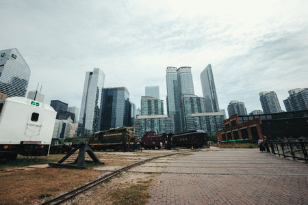 Toronto, Ontario city skyline with skyscrapers on cloudy day
