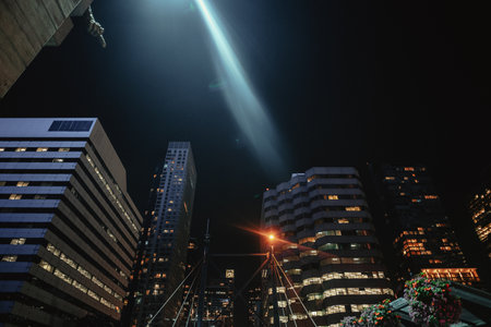 Apartment block skyline in Toronto, Ontario at nightの写真素材