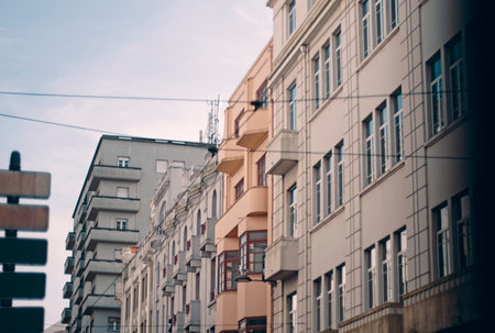 Apartment blocks on sunny day in the center of Porto, Portugalの写真素材