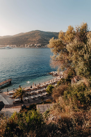 View across the bay in summer in Dubrovnik, Croatiaの写真素材