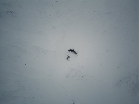 Drone shot of cave in arctic mountain near Longyearbyen, Svalbard in the arcticの写真素材