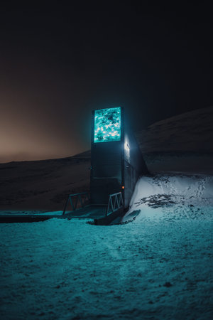 The Seed Vault on mountainside in the arctic in Longyearbyen, Svalbardの写真素材