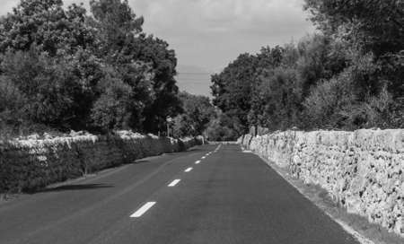 Lonely road on an islandの写真素材