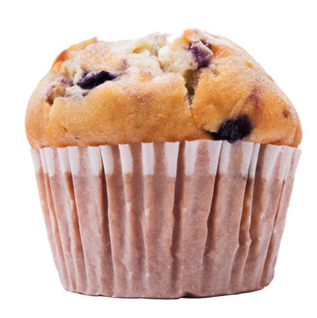 Blueberry muffin isolated on whiteの写真素材