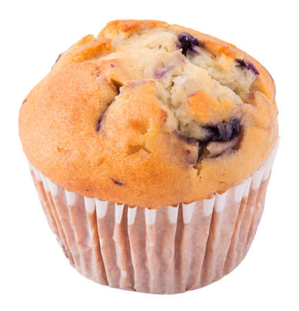 Blueberry muffin isolated on whiteの写真素材