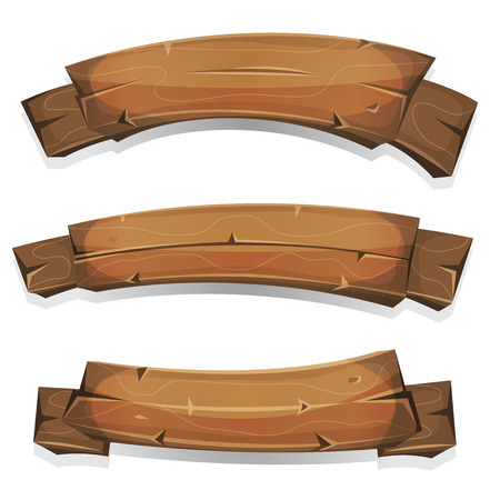 Illustration of a set of cartoon spring or summer wooden award ribbon and banners, for agriculture and farm seal and certificates Illustration of a set of cartoon spring or summer wooden award ribbon and banners, for agriculture and farm seal and certificates
