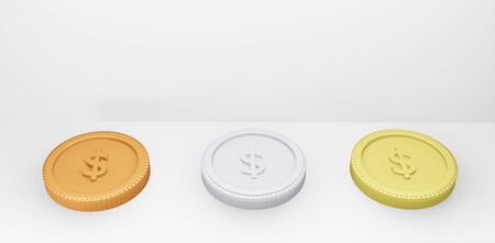 Gold coins finance income business money success 3D Rendering.の写真素材