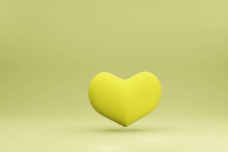 Yellow growing hearts. Measurement and analysis. Valentine's day Family. Illustration wallpaper red background. Business design product presentation. 3D Rendering.の写真素材
