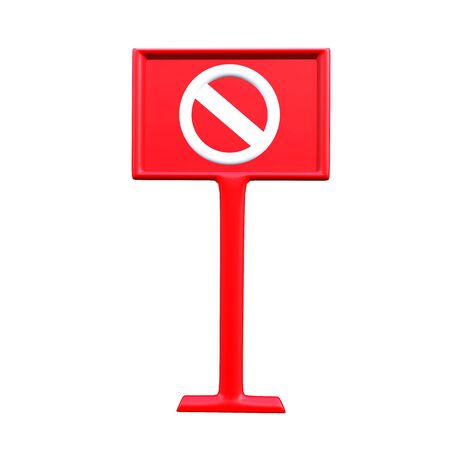 Red sign symbol way background danger traffic sign transport direction car object driving law highway safety risk information. 3D Rendering.の写真素材