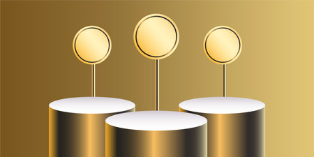 Golden mockups.  Three gold tube with gradation backgroundのイラスト素材