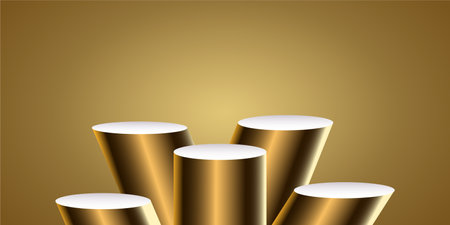 Golden mockups.  gold sircle with gradation backgroundのイラスト素材