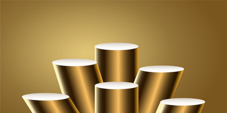 Golden mockups.  gold tube with gradation backgroundのイラスト素材