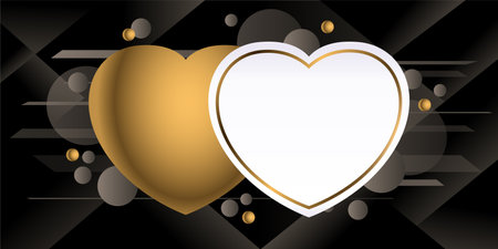 Golden Heart. InfographicTemplate concept with Black background. Vector Illustration.のイラスト素材