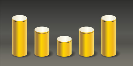 Yellow Tube shape Business Infographic, vector illustratorのイラスト素材