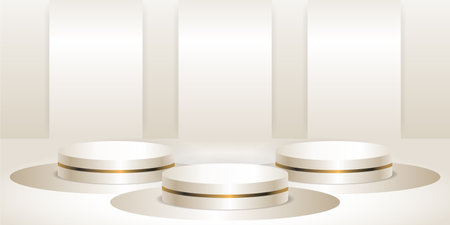 Light Cream product podium on a light background. Geometric tube round shape for product branding.  vector illustrationのイラスト素材