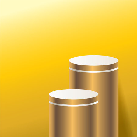 Yellow product podium with Yellow background. Geometric tube round shape for product branding.  vector illustrationのイラスト素材