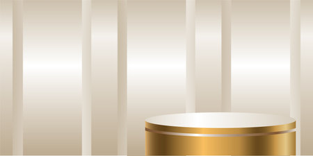 Gold and Light Cream product podium on a light background. Geometric tube round shape for product branding.  vector illustrationのイラスト素材