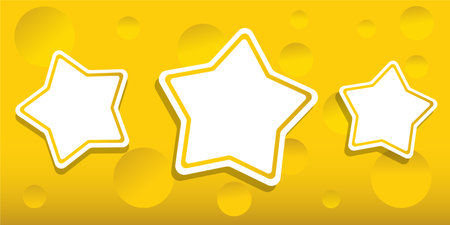 Illustration of five star icons on a yellow background with polka dotsのイラスト素材