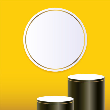 Abstract background for product presentation. White round podium on yellow background. Vector illustrationのイラスト素材