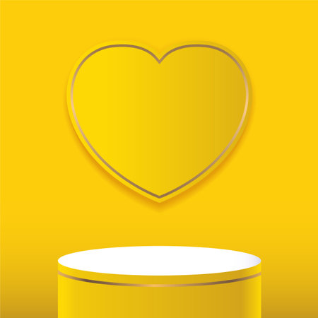 Valentine's day background with heart and podium. Vector illustrationのイラスト素材