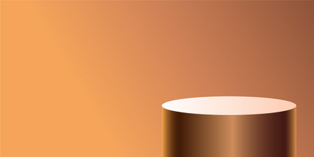 Minimalist background for product presentation. Brown podium on orange background. Vector illustrationのイラスト素材