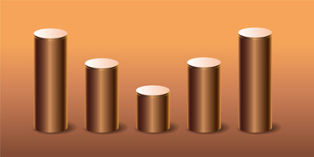 3d a set of brown cylindrical bars. Vector illustration.のイラスト素材