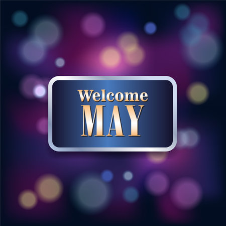 Welcome May. Greeting card with bokeh background.のイラスト素材