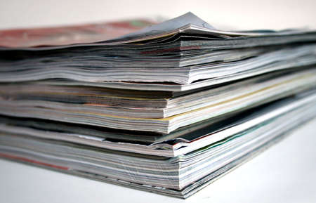 A stack of magazines with a shallow depth of fieldの写真素材
