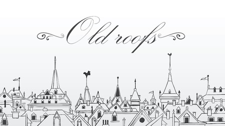 Old Prague roofs  Vector illustration  Backgroundのイラスト素材