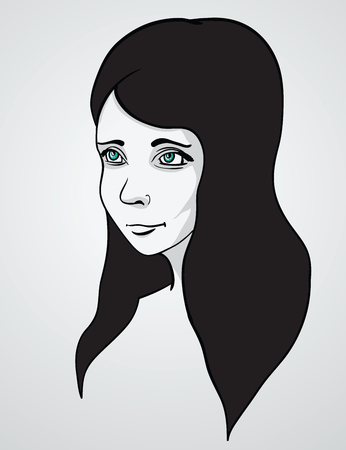 Beautiful woman portrair  Vector illustrationのイラスト素材