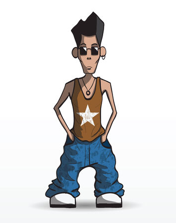 Stylish young guy  Urban style  Vector illustrationのイラスト素材