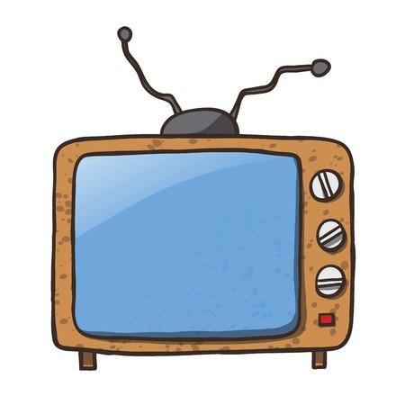Cartoon Home Appliances Old TV Isolated on White Background  Vector のイラスト素材