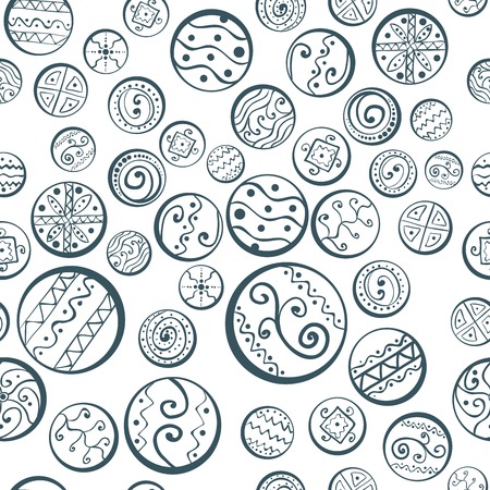 Vector circles abstract seamless pattern with hand drawn elementsのイラスト素材