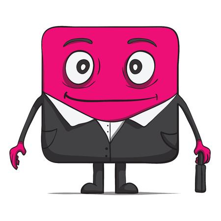 Funny cube dude businessman in suit  Square character  Vector illustrationのイラスト素材