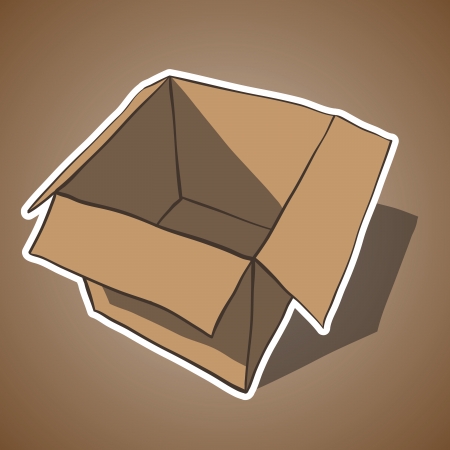 Open box with white outline  Cartoon vector illustrationのイラスト素材